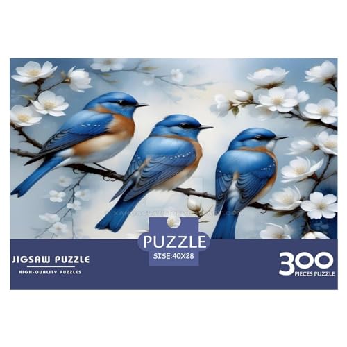 DREI Blaue Vögel, 300-teiliges Puzzle für Erwachsene – Puzzles, Teenager-Geschenke – Holzpuzzles – Entspannungspuzzlespiele – Denksport-Puzzle 300 Teile (40 x 28 cm) von WKMoney