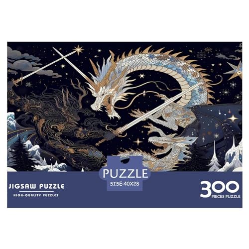 Dunkler Drache-Puzzle für Erwachsene, 300-teiliges Puzzle für Erwachsene, lustiges Dekomprimierungsspiel aus Holz, 300 Teile (40 x 28 cm) von WKMoney