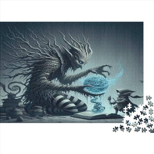 Fantasy-Monster-Puzzle, 300 Teile, kreatives rechteckiges großes Familienpuzzlespiel, Kunstwerk für Erwachsene und Teenager, 300 Teile (40 x 28 cm) von WKMoney