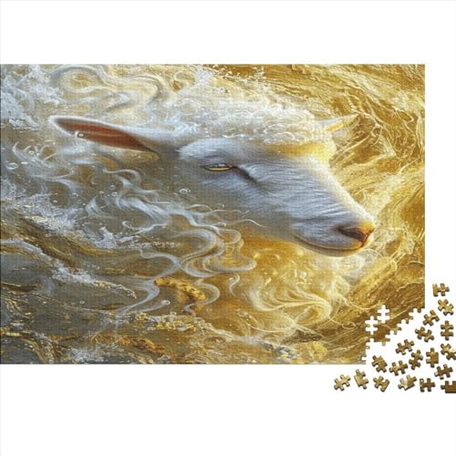 Goldschaf-Puzzle für Erwachsene, 300, klassisches Puzzle, entspannendes Holzpuzzlespiel, Denksportaufgabe, 300 Teile (40 x 28 cm) von WKMoney