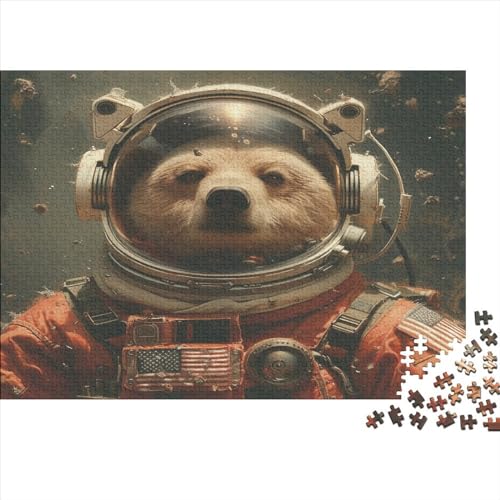 Holzpuzzle „Astronautenbär“ für Erwachsene, 1000 Teile, rechteckiges Puzzle, Geschenke für Erwachsene und Kinder, Heimdekoration und Familienspiel, 1000 Teile (75 x 50 cm) von WKMoney