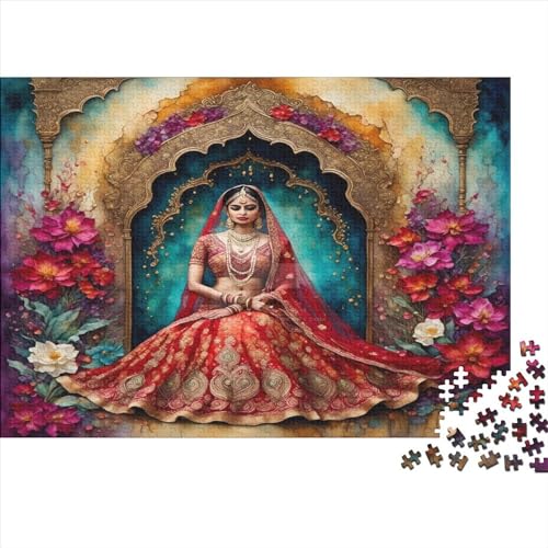 Holzpuzzle 1000 Teile Indisches Hochzeitspuzzle Kreatives Rechteckpuzzle Tolles Puzzle für Erwachsene 1000 Teile (75 x 50 cm) von WKMoney