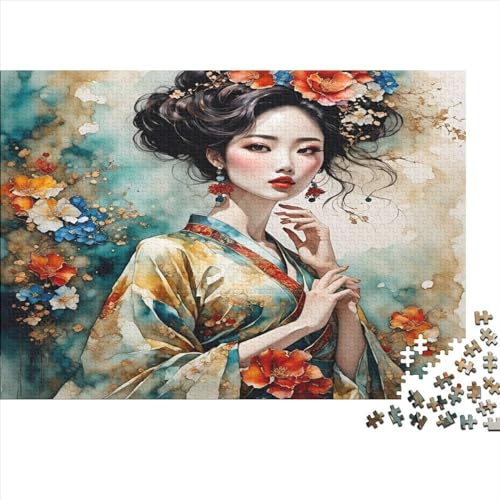 Koreanisches Mädchen-Puzzle aus Holz, 1000 Teile, für Erwachsene, kreatives rechteckiges Puzzle, Gehirnübung, Herausforderungsspiel, Geschenk für Kinder, 1000 Teile (75 x 50 cm) von WKMoney