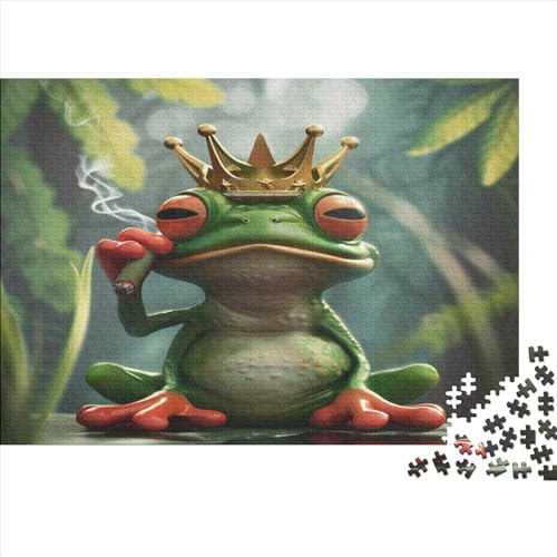 Kreative rechteckige Puzzles für Erwachsene, 500 Teile, Froschkönig, Holzpuzzle, praktisches Spiel, Familiendekoration, 500 Stück (52 x 38 cm) von WKMoney