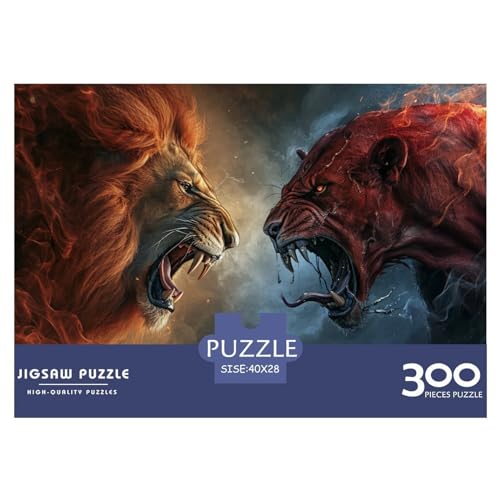 Löwe brüllt, 300-teiliges Puzzle für Erwachsene, kreatives rechteckiges Puzzle, Holzpuzzle, Puzzle, Geschenk für Freunde, Familie, 300 Teile (40 x 28 cm) von WKMoney