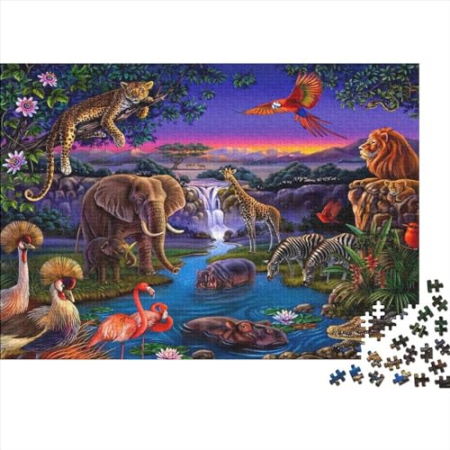 Puzzle Afrikanische Tiere, Puzzles für Erwachsene, 500 Teile, Holzpuzzle, Wandkunst-Puzzlespiele, 500 Teile (52 x 38 cm) von WKMoney