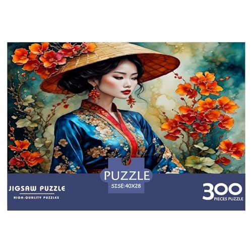 Puzzle Schönes Mädchen, Puzzles für Erwachsene, 300 Teile, Holzpuzzle, Wandkunst-Puzzlespiele, 300 Teile (40 x 28 cm) von WKMoney