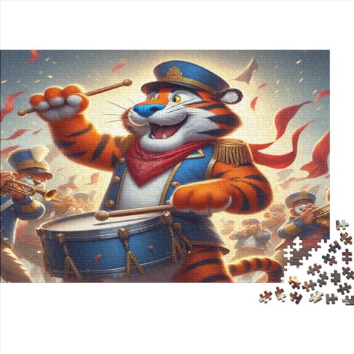 Puzzle für Erwachsene, 1000 Teile, Tiger-Trommeln-Puzzle, kreatives rechteckiges Puzzle, Dekompressionsspiel, 1000 Teile (75 x 50 cm) von WKMoney