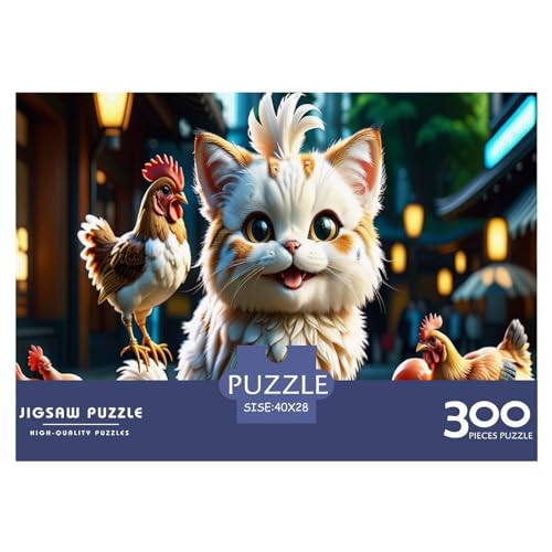 Puzzle für Erwachsene, 300 Teile, Tierkätzchen-Puzzle, kreatives rechteckiges Puzzle, Dekompressionsspiel, 300 Teile (40 x 28 cm) von WKMoney