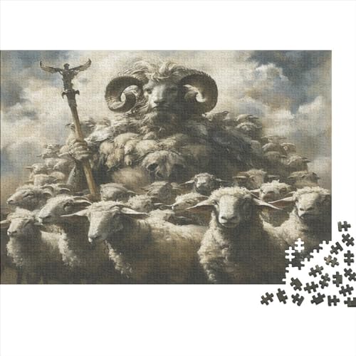 Puzzle für Erwachsene, 500 Teile, Tierziegenpuzzle, kreatives rechteckiges Puzzle, Dekompressionsspiel, 500 Teile (52 x 38 cm) von WKMoney