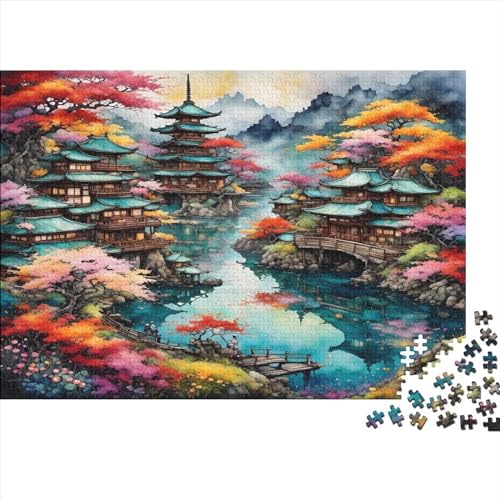 Puzzle für Kinder, Herbstliches Japan, 1000 Teile, Puzzle für Erwachsene, Holzpuzzle für Erwachsene und Kinder, Stressabbau, 1000 Teile (75 x 50 cm) von WKMoney