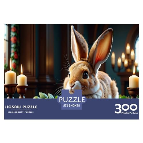 Puzzle für Kinder, Tierkaninchen, 300 Teile, Holzpuzzle für Erwachsene und Kinder, Herausforderungsfamilie, 300 Teile (40 x 28 cm) von WKMoney