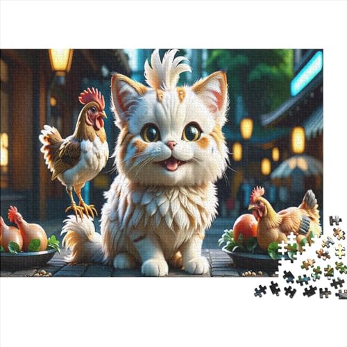 Puzzles 1000 Teile für Erwachsene, Tierkätzchen-Puzzle für Erwachsene, Holzbrettpuzzles, Familiendekoration, 1000 Teile (75 x 50 cm) von WKMoney