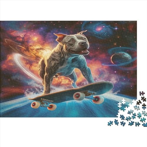 Puzzles für Erwachsene, 1000 Teile, klassisches Hunde-Skateboard, Holzpuzzle, entspannendes Puzzlespiel, Denksportaufgaben, 1000 Teile (75 x 50 cm) von WKMoney