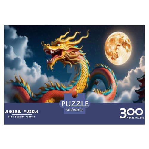 Puzzles für Erwachsene, 300 Teile, chinesischer Drache, kreatives Holzpuzzle, praktisches Spiel, Familiendekoration, 300 Teile (40 x 28 cm) von WKMoney