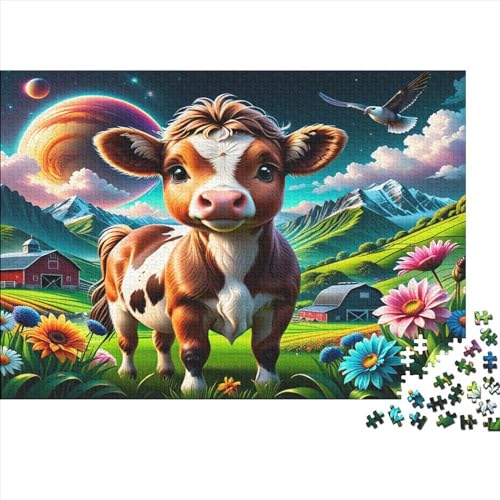 Puzzlespiel „Baby Cow“ für Kinder und Erwachsene, 1000 Teile, kreatives Holzpuzzle, Dekomprimierungsspiel, 1000 Teile (75 x 50 cm) von WKMoney