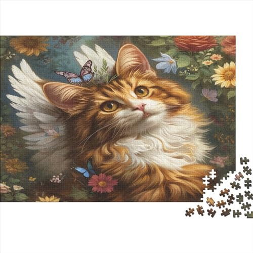 Tierkatzen-Puzzle, 500 Teile, kreatives, rechteckiges, großes Familienpuzzlespiel, Kunstwerk für Erwachsene, Teenager, 500 Teile (52 x 38 cm) von WKMoney