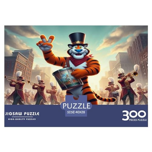 Tiger-Trommelpuzzle für Erwachsene, 300-teiliges Puzzle für Erwachsene, lustiges Dekompressionsspiel aus Holz, 300 Teile (40 x 28 cm) von WKMoney