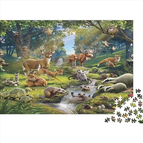 Unmögliche Puzzles für Erwachsene: Waldtiere Spielen 1000 Teile, Holzpuzzle, Geschenke für Kinder und Erwachsene, 1000 Teile (75 x 50 cm) von WKMoney