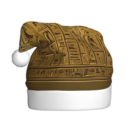 WKSZCYHLKL Ägypten Hieroglyphen bedruckte Weihnachtsmütze Nikolausmütze für Erwachsene Unisex Weihnachtsmannmütze Urlaub Weihnachtsmütze von WKSZCYHLKL