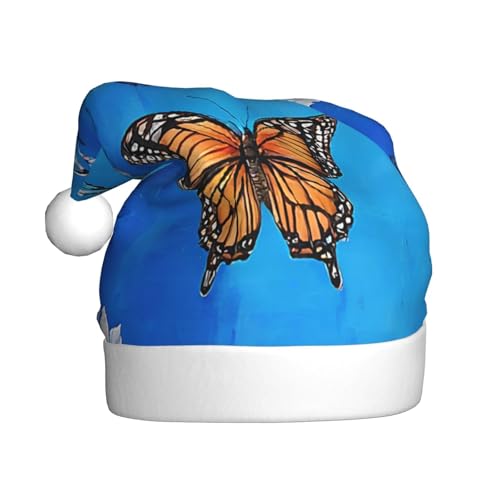 WKSZCYHLKL Art Blue Libelle bedruckte Weihnachtsmütze Nikolausmütze für Erwachsene Unisex Weihnachtsmannmütze Urlaub Weihnachtsmütze von WKSZCYHLKL