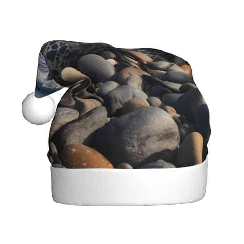 WKSZCYHLKL Beach Rock bedruckte Weihnachtsmütze Nikolausmütze für Erwachsene Unisex Weihnachtsmannmütze Urlaub Weihnachtsmütze von WKSZCYHLKL