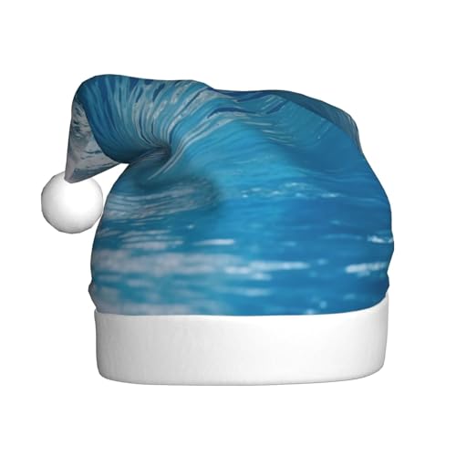 WKSZCYHLKL Blaue Welle bedruckte Weihnachtsmütze Nikolausmütze für Erwachsene Unisex Weihnachtsmannmütze Urlaub Weihnachtsmütze von WKSZCYHLKL