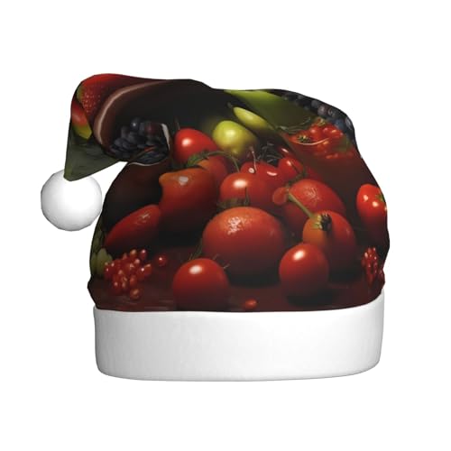 WKSZCYHLKL Fresh Vegetables bedruckte Weihnachtsmütze Nikolausmütze für Erwachsene Unisex Weihnachtsmannmütze Urlaub Weihnachtsmütze von WKSZCYHLKL