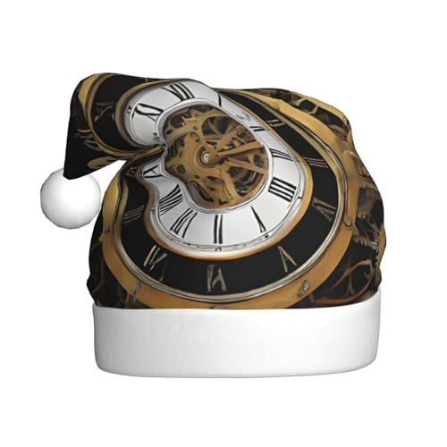 WKSZCYHLKL Gears Clock Bronze Century Printed Christmas Hat Santa Hat For Adults Unisex Santa Claus Hat Holiday Christmas Cap von WKSZCYHLKL