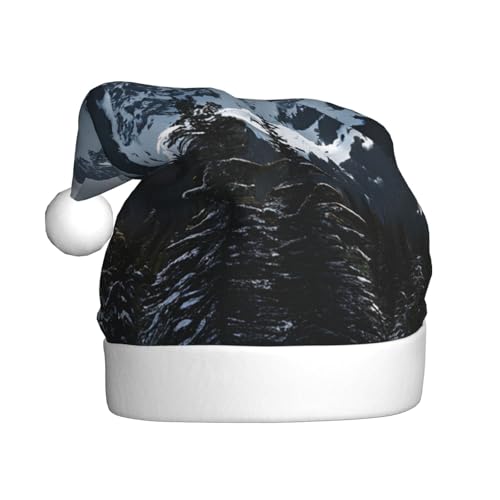 WKSZCYHLKL Kanadische Smokey Mountain Cliff bedruckte Weihnachtsmütze Weihnachtsmannmütze für Erwachsene Unisex Weihnachtsmannmütze Urlaub Weihnachtsmütze von WKSZCYHLKL