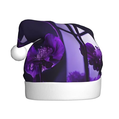 WKSZCYHLKL Lila Schmetterling bedruckte Weihnachtsmütze Nikolausmütze für Erwachsene Unisex Weihnachtsmannmütze Urlaub Weihnachtsmütze von WKSZCYHLKL