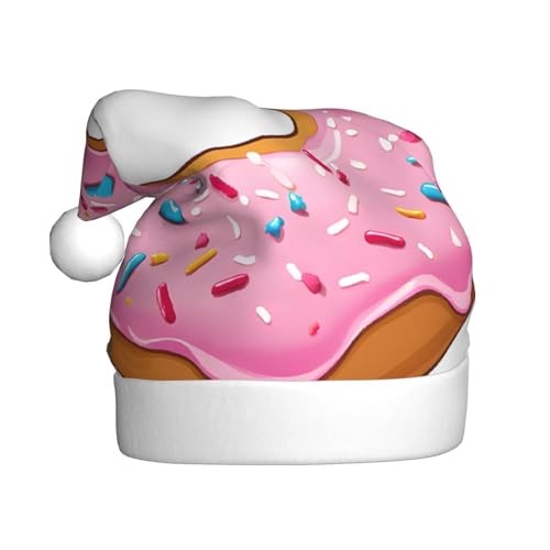 WKSZCYHLKL Weihnachtsmütze mit Donut-Druck, bedruckt, Weihnachtsmannmütze für Erwachsene, Unisex, Weihnachtsmannmütze, Urlaubsmütze von WKSZCYHLKL