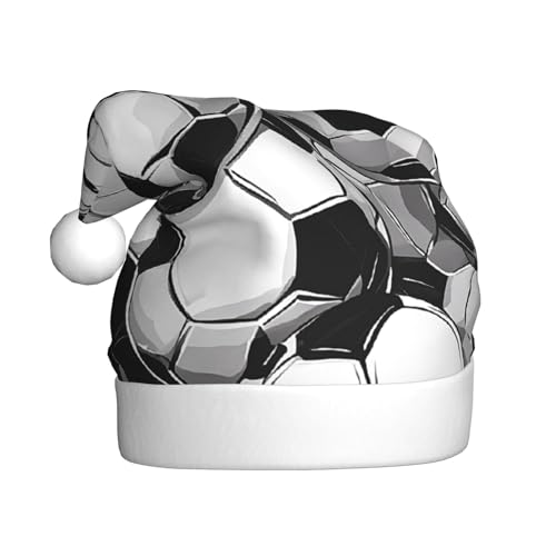 WKSZCYHLKL Weihnachtsmütze mit Fußball-Meeresmotiv, für Erwachsene, Unisex, Weihnachtsmannmütze, Urlaubsmütze von WKSZCYHLKL