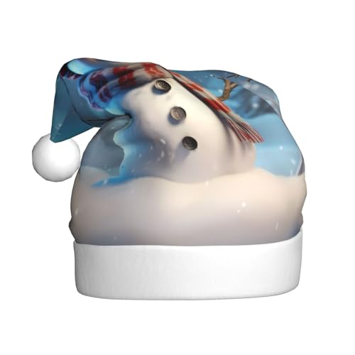 WKSZCYHLKL Weihnachtsmütze mit Schneemann-Motiv, bedruckt, Weihnachtsmannmütze, für Erwachsene, Unisex, Weihnachtsmannmütze, Urlaubsmütze von WKSZCYHLKL