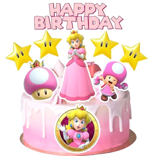 Cupcake Toppers Mario Tortendeko 9 Stück Mario Geburtstagsdeko, WKxinxuan Happy Birthday Tortendeko Mario Cupcake Topper, Tortendeko Mädchen, Kuchen Deko Geburtstag für Kinder Junge Mädchen von WKxinxuan