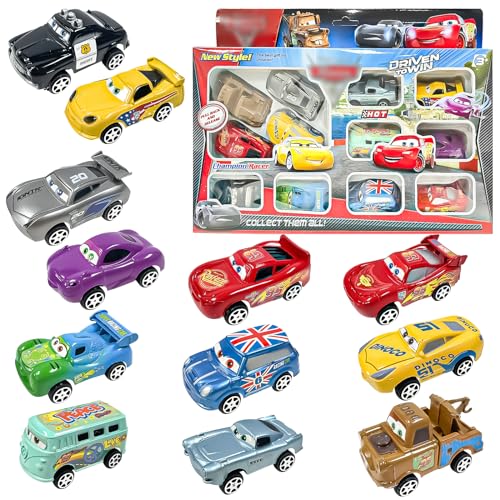 WKxinxuan Autospielzeug Autos Lightning Mcqueen 12 PCS Autos Lightning Mcqueen Autos Spielzeug, heißes Spielzeugauto, Spielzeugauto, kleine Autos, Autospielzeug für Kinder, Miniauto von WKxinxuan