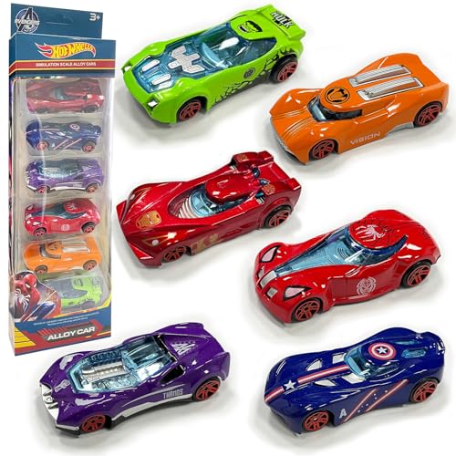 WKxinxuan Auto Spielzeug, Mavel Cars Spielzeug, 6PCS Superhero Cars Auto, Hot Spielzeugauto, Spielzeug Auto, Kleine Autos, Kinder Auto Spielzeug, Mini Auto, für Kinder Spielzeug Geschenk von WKxinxuan