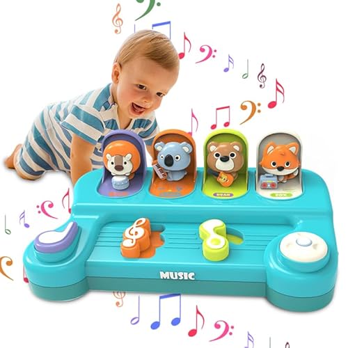 WLHBF Musik Popup Tier Spielzeug für Babys ab 6 Monaten,Interaktives Ursache-Wirkung Spielzeug für 1 Jahr alte Kinder,Fördert Motorik und Kognition, Jungen und Mädchen von WLHBF