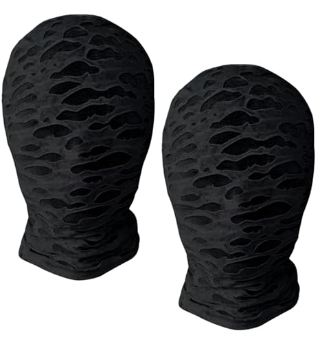 2 Stück Unisex Vollgesichtsmaske, gesichtslose Kapuze, Maske, Halloween, Cosplay, Kostümzubehör (Z-schwarz) von WLHHBO