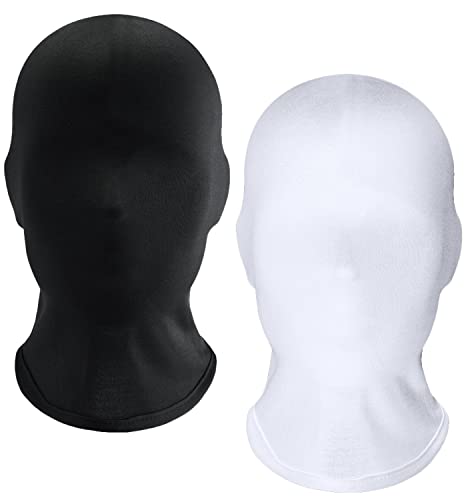 2 Stück Unisex Vollgesichtsmaske, gesichtslose Kapuze, Maske, Halloween, Cosplay, Kostümzubehör (schwarz + weiß) von WLHHBO