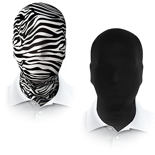 2 Stück schwarze Vollgesichtsmaske, Halloween, Spandex, Erwachsenen-Kapuze, gesichtslos, Morph-Kopftuch (Qmz-Schwarz + Banma) von WLHHBO