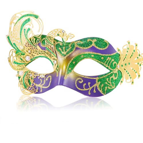 2024 Weiße Maskerade-Maske für Damen, Pfauenmotiv, venezianische Maske, Silber, Maske für Damen, Schmetterling, Karneval, Halloween-Partys, Kostümparty, Karneval, Hochzeit (Karneval) von WLHHBO