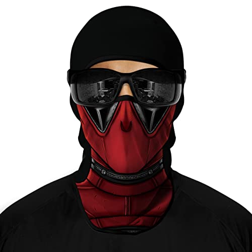 3D-Skimaske, Motorrad, Vollgesichtsmaske, Outdoor, taktische Kapuze, Kopfbedeckung, Maske, Geister, Totenkopf, Maske für Herren und Damen, für Halloween, Rot von WLHHBO