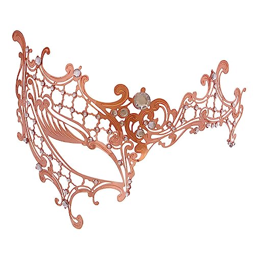 Damen-Maske, Metall, Strass, Halloween, Weihnachten, Party, Abend, Abschlussball, Maske (Roségold, ein Auge) von WLHHBO