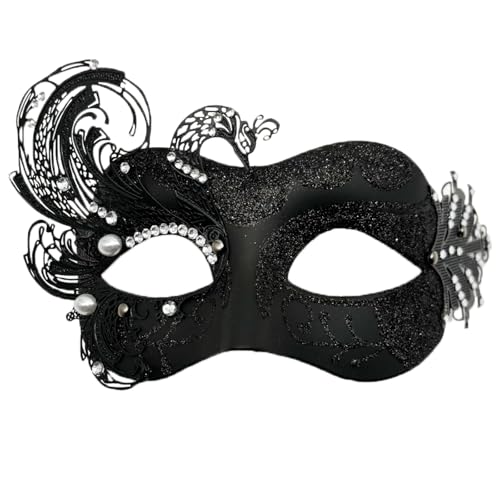 Damen-Maske, Metall, Strass, Halloween, Weihnachten, Party, Abend, Abschlussball, Maske (Schwan, schwarz) von WLHHBO