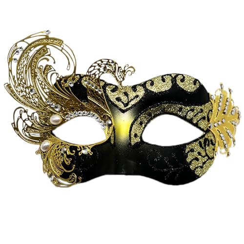 Damen-Maske, Metall, Strass, Halloween, Weihnachten, Party, Abend, Abschlussball, Maske (goldener Schwan) von WLHHBO