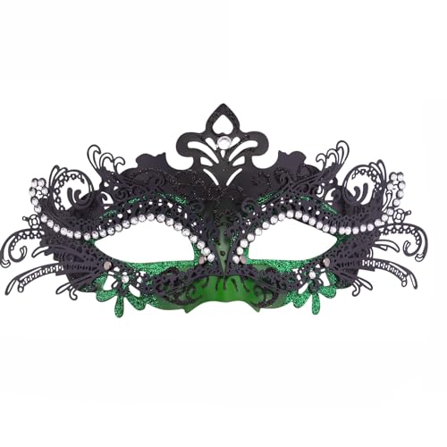 Damen-Maske, Metall, Strass, Halloween, Weihnachten, Party, Abend, Abschlussball, Maske (grün) von WLHHBO