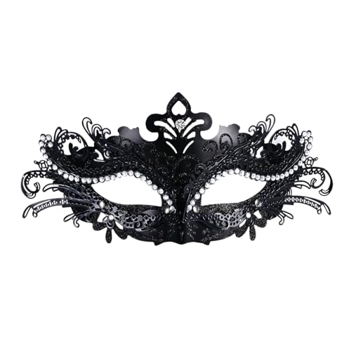 Damen-Maske, Metall, Strass, Halloween, Weihnachten, Party, Abend, Abschlussball, Maske (schwarz) von WLHHBO