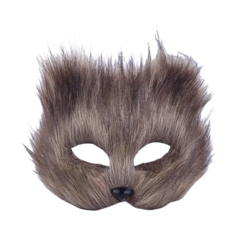 Katzenmaske, Fuchs, Kunstfell, Fuchs, Gesichtsmaske, pelzig, halbe Verkleidung, Augenmaske, Tier, Cosplay, Halloween, Kostüm, Requisite, für Damen und Mädchen (braun) von WLHHBO