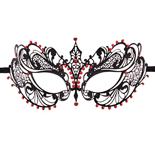 Lasergeschnittene Damen-Maske, venezianische Party, Karneval, Halloween, Schwarz / Rot von WLHHBO